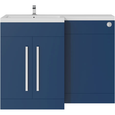 Bahtroom L Shape Vanity Unit LH Basin Sink Furniture Matt Navy Blue (1/5)