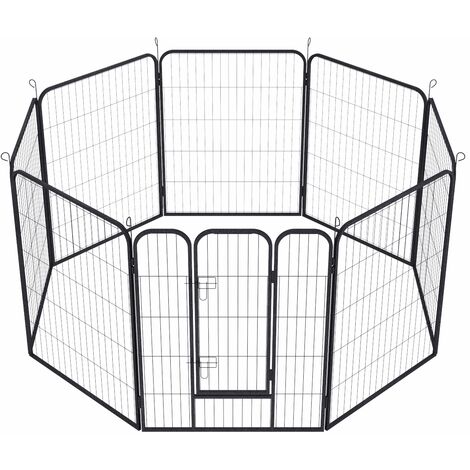 Dog Playpen 8 Panel Foldable Cat Puppy Exercise Pen Heavy-Duty Pet Fence 80cm H x 80cm W