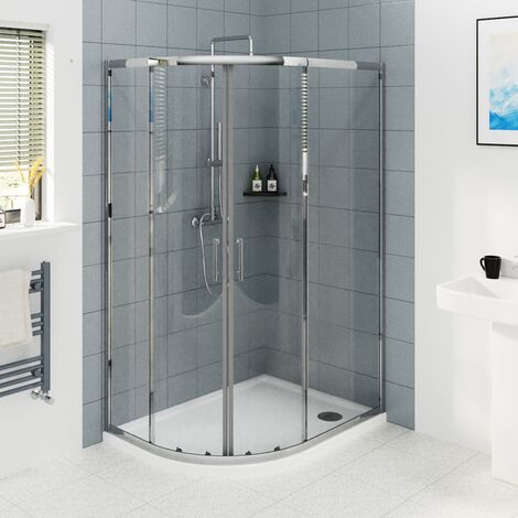 Chrome Framed Offset Quadrant Shower Enclosure Sliding Door 6mm Easy Clean Glass 1200 x 800mm (1/5)
