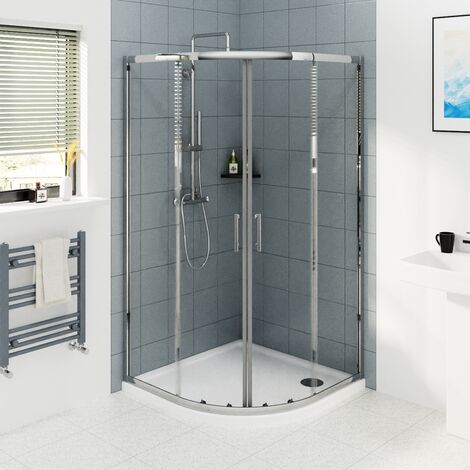 Chrome Framed Quadrant Shower Enclosure Sliding Door 6mm Easy Clean Glass 1000 x 1000mm (1/5)