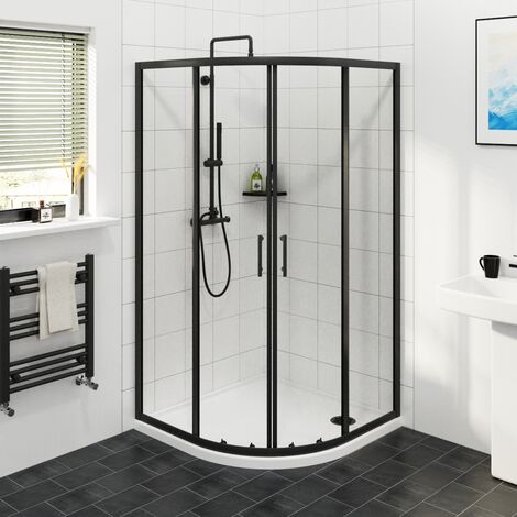 Matte Black Framed Quadrant Shower Enclosure Sliding Door 6mm Easy Clean Glass 1000 x 1000mm