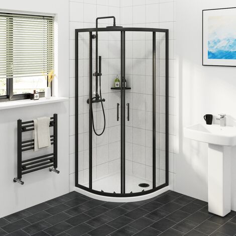 Matte Black Framed Quadrant Shower Enclosure Sliding Door 6mm Easy Clean Glass 760 x 760mm
