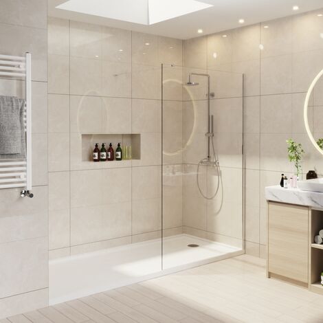 Wetroom Screen Wet Room Shower Enclosure Screen Panel 8mm Easy Clean Glass 1400 x 1950mm (1/5)