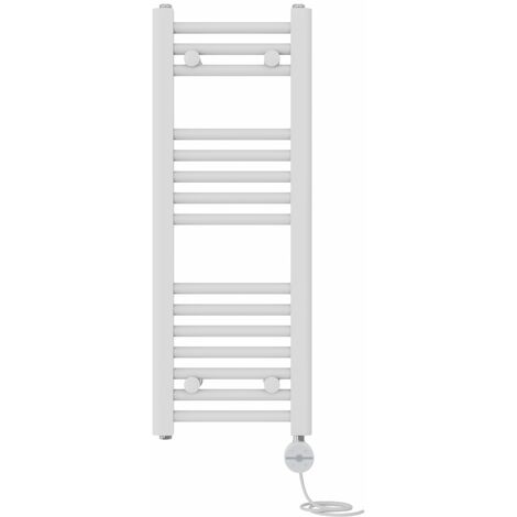 NRG Prefilled Thermostatic Electric Straight Heated Towel Rail Radiator 800 X 300mm White