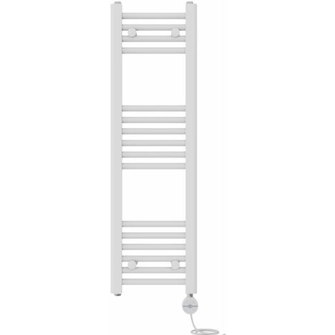 NRG Prefilled Thermostatic Electric Straight Heated Towel Rail Radiator 1000 X 300mm White