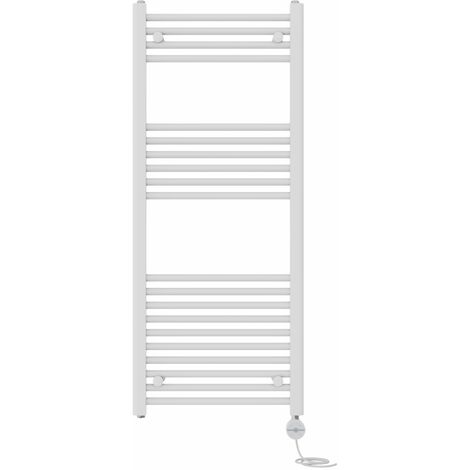 NRG Prefilled Thermostatic Electric Straight Heated Towel Rail Radiator 1200 X 500mm White