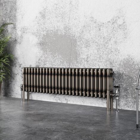 Traditional Cast Iron Style Radiator Raw Metal Central Heating 3 Column 300x1192mm