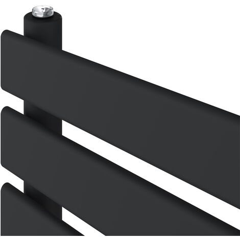 Prefilled Thermostatic Electric Flat Panel Heated Towel Rail Ladder Warmer Radiator Black 650x400mm