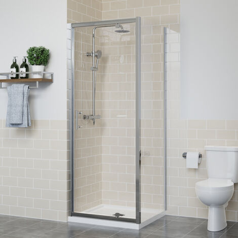 Bathroom Pivot Shower Door Enclosure Cubicle Reversible Screen with Side Panel 800 x 1000mm (1/5)