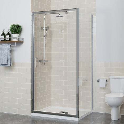 Bathroom Pivot Shower Door Enclosure Cubicle Reversible Screen with Side Panel 900 x 760mm (1/5)