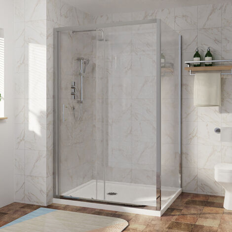 Sliding Shower Enclosure Door Easy Clean Glass Bathroom Cubicle Screen with Side Panel 1300 x 1000mm (1/5)