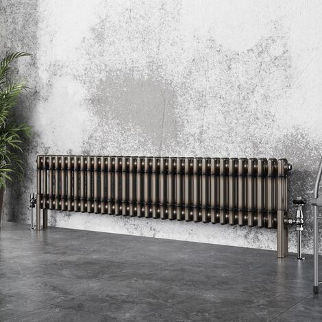 Traditional Cast Iron Style Radiator Raw Metal Central Heating 2 Column 300x1460mm