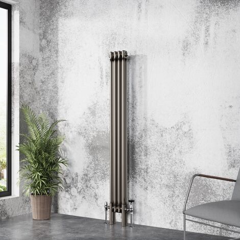 Traditional Cast Iron Style Radiator Raw Metal Central Heating 2 Column 1500x200mm