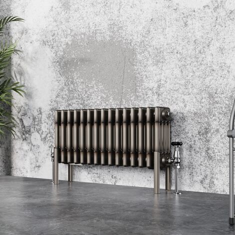 Traditional Cast Iron Style Radiator Raw Metal Central Heating 4 Column 300x695mm