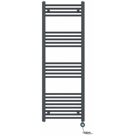 Pre-filled Bathroom Straight Electric Heated Towel Rail Radiator Thermostatic 1400x500mm Anthracite