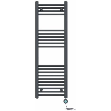 Pre-filled Bathroom Straight Electric Heated Towel Rail Radiator Thermostatic 1200x400mm Anthracite