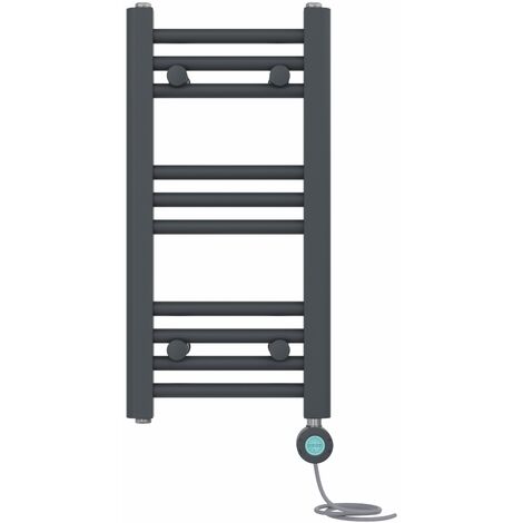 Bathroom Prefilled Electric Heated Towel Rail Straight Radiator Thermo Smart WiFi 600x300mm Anthracite (1/5)