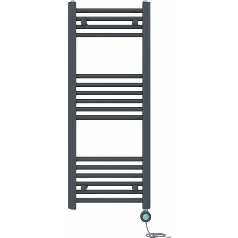 Pre-filled Bathroom Straight Electric Heated Towel Rail Radiator Thermostatic 1000x400mm Anthracite