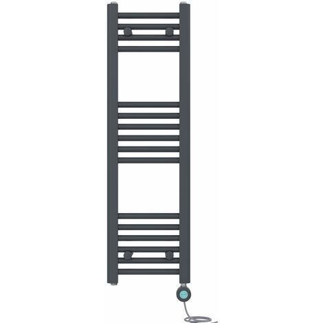 Pre-filled Bathroom Straight Electric Heated Towel Rail Radiator Thermostatic 1000x300mm Anthracite