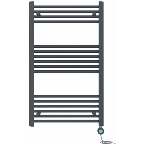 Pre-filled Bathroom Straight Electric Heated Towel Rail Radiator Thermostatic 1000x600mm Anthracite