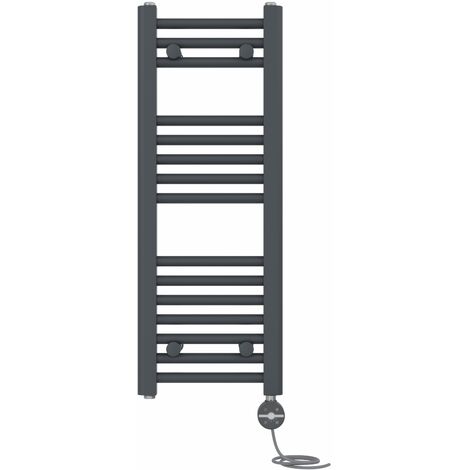 NRG Prefilled Thermostatic Electric Straight Heated Towel Rail Radiator 800 X 300mm Anthracite