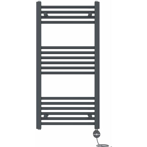 NRG Prefilled Thermostatic Electric Straight Heated Towel Rail Radiator 1000 X 500mm Anthracite (1/5)