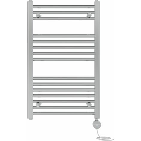 NRG Prefilled Thermostatic Electric Straight Heated Towel Rail Radiator 800 X 500mm Chrome (1/5)