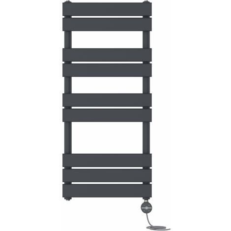 Prefilled Thermostatic Electric Flat Panel Heated Towel Rail Ladder Warmer Radiator Anthracite 1000x450mm
