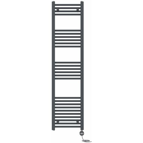 NRG Prefilled Thermostatic Electric Straight Heated Towel Rail Radiator 1600 X 400mm Anthracite
