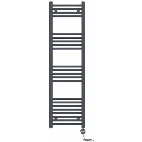 NRG Prefilled Thermostatic Electric Straight Heated Towel Rail Radiator 1400 X 400mm Anthracite