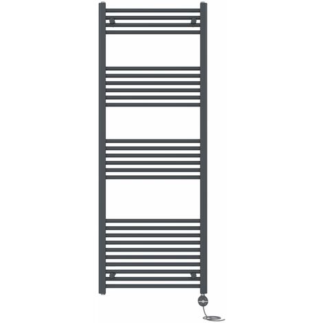 NRG Prefilled Thermostatic Electric Straight Heated Towel Rail Radiator 1600 X 600mm Anthracite