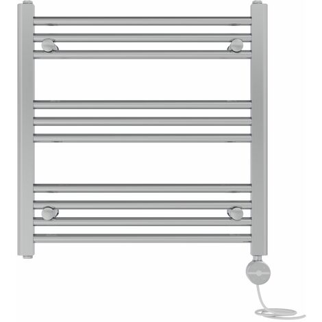 NRG Prefilled Thermostatic Electric Straight Heated Towel Rail Radiator 600 X 600mm Chrome (1/5)