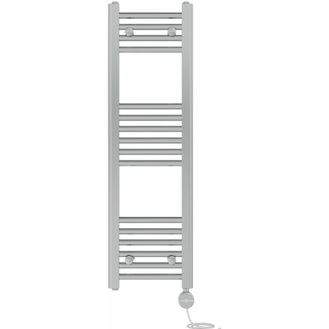 NRG Prefilled Thermostatic Electric Straight Heated Towel Rail Radiator 1000 X 300mm Chrome