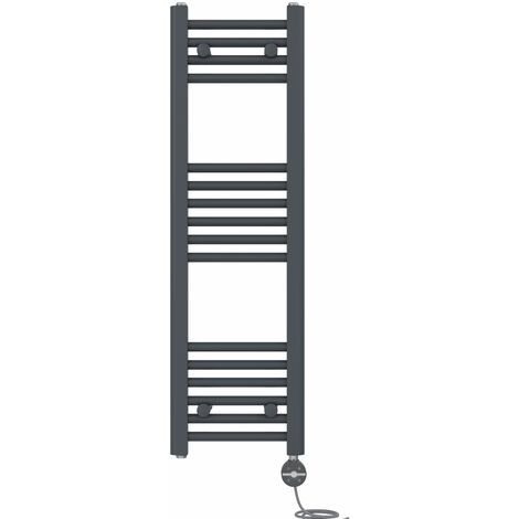 NRG Prefilled Thermostatic Electric Straight Heated Towel Rail Radiator 1000 X 300mm Anthracite