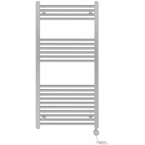 NRG Prefilled Thermostatic Electric Straight Heated Towel Rail Radiator 1200 X 600mm Chrome (1/5)