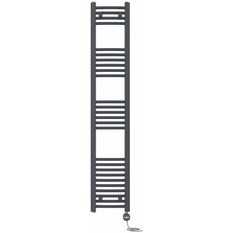 NRG Prefilled Thermostatic Electric Curved Heated Towel Rail Radiator 1600 X 300mm Anthracite