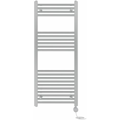 NRG Prefilled Thermostatic Electric Straight Heated Towel Rail Radiator 1200 X 500mm Chrome