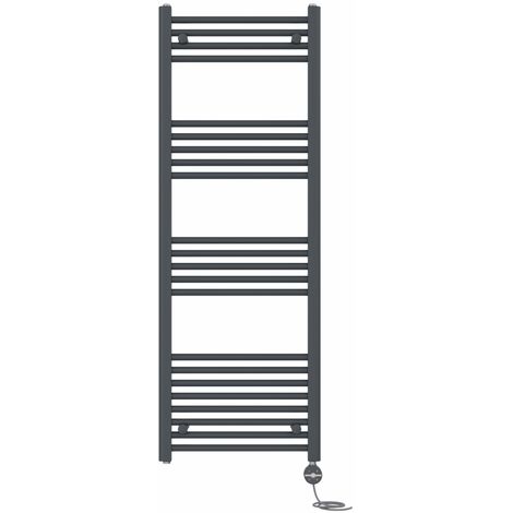NRG Prefilled Thermostatic Electric Straight Heated Towel Rail Radiator 1400 X 500mm Anthracite