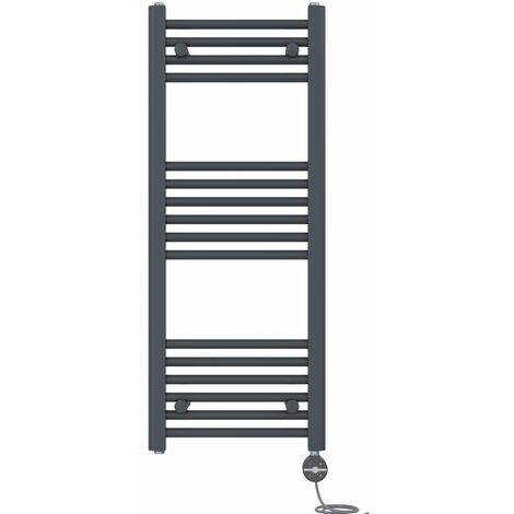 NRG Prefilled Thermostatic Electric Straight Heated Towel Rail Radiator 1000 X 400mm Anthracite