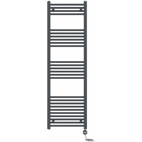 NRG Prefilled Thermostatic Electric Straight Heated Towel Rail Radiator 1600 X 500mm Anthracite