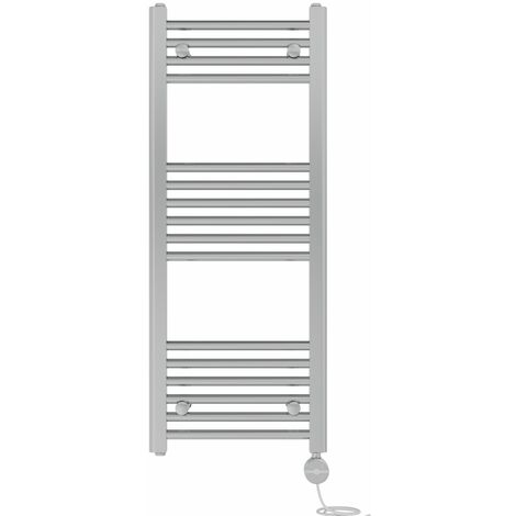 NRG Prefilled Thermostatic Electric Straight Heated Towel Rail Radiator 1000 X 400mm Chrome (1/5)