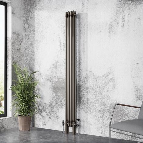 Traditional Cast Iron Style Radiator Raw Metal Central Heating 2 Column 1800x200mm