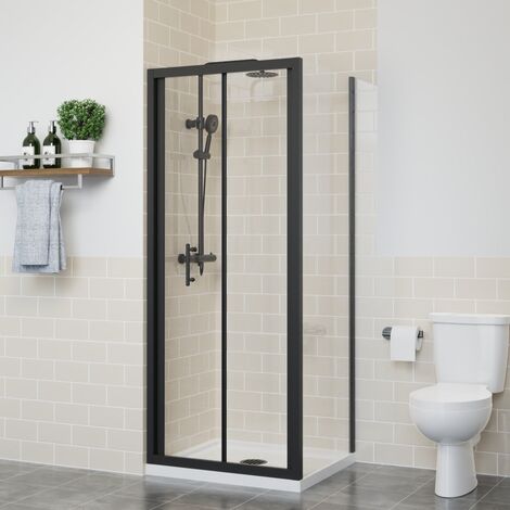 Bi Fold Shower Door Enclosure Bathroom Walk In Cubicle Safety Glass ...