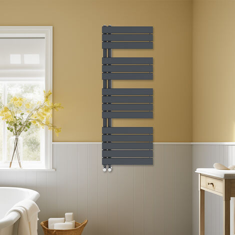 Designer Heated Towel Rail Radiator Modern Bathroom Flat Panel Warmer Rads 1380x500mm Anthracite