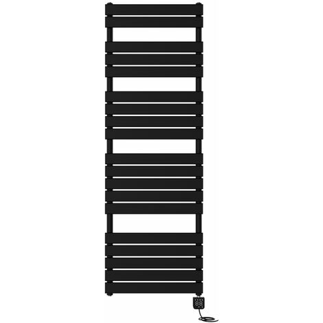 NRG Prefilled Thermostatic Electric Flat Panel Heated Towel Rail Radiator Black 1800x600mm (1/5)