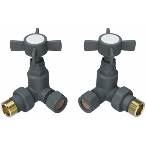 Traditional Cross Head Anthracite Corner Valves for Heated Towel Rail Radiator (1/3)