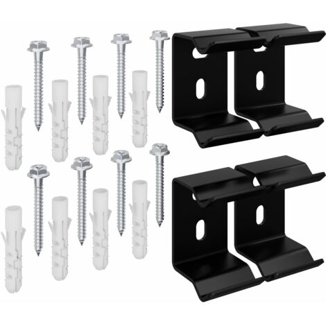 Oval Column Radiator Horizontal Wall Mounting Bracket Kit Fittings Set Black