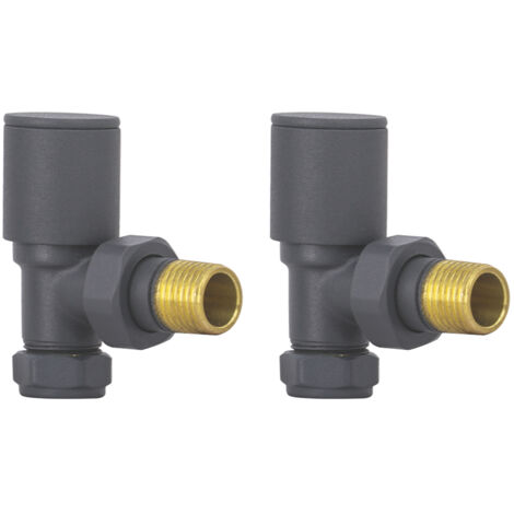 NRG Radiator Valve 15mm Manual Angled Valves One Pair Anthracite (1/2)