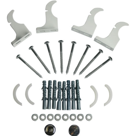 NRG Flat Oval Radiator Fittings Set Wall Mounting Kit Air Vent Plug White
