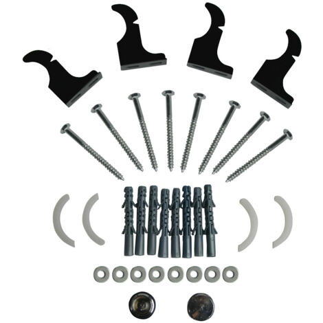 NRG Flat Oval Radiator Fittings Set Wall Mounting Kit Air Vent Plug Black